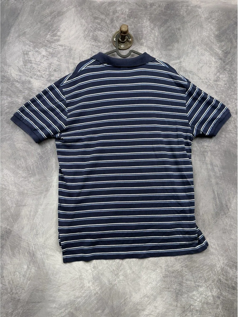 Polo Ralph Lauren Men’s L Navy Blue Striped Short Sleeve Polo Shirt